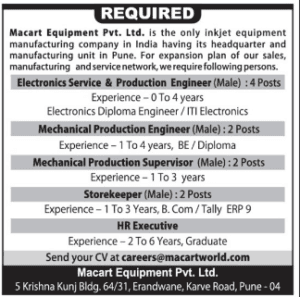 Macart Equioment Pvt Ltd Recruitment 2017