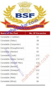 BSF Constable Recruitment 2017