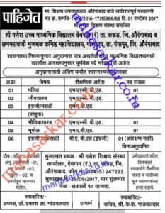 Shri Ganesh Shikshan Sanstha Faculty Recruitment 2017