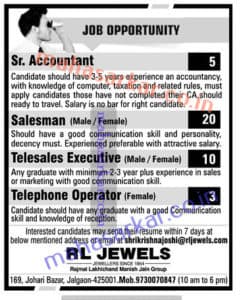 Jalgaon RL Jewels Recruitment 2017