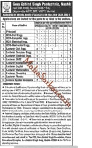 GGSF Polytechnic Nashik Recruitment 2018