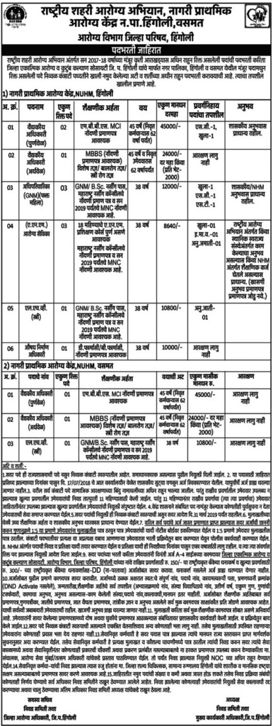 Hingoli Zilla Parishad Recruitment 2018