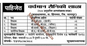 Wardhman Sainik School Recruitment 2018