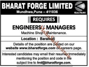Bharat Forge Recruitment 2018