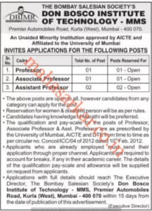 DBIT Mumbai Recruitment 2018