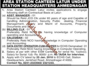 Area station Canteen Latur Recruitment 2018