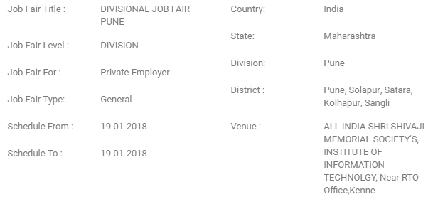 Pune Division Job Fairs 2018