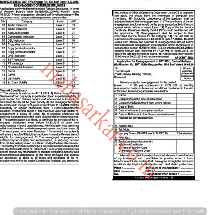 Central Railway Bhusawal Mini Stuff Re-engagement 2018 #34 Posts