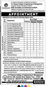 G.H. Raisoni College Assistant Professor Recruitment 2018
