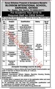 Blossom International School Recruitment 2018