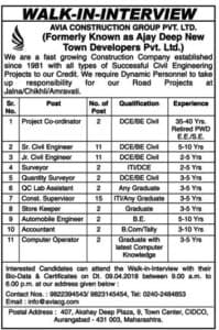 AVIA Construction Group Aurangabad Recruitment 2018