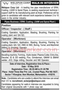 Welspun Corp Mumbai Recruitment 2018