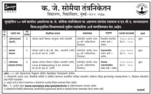 K. J. Somaiya Polytechnic Recruitment 2018