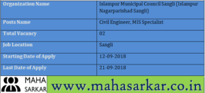 Islampur Nagarparishad Sangli Recruitment 2018