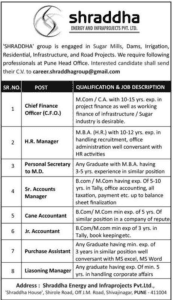 Shraddha Group Pune Recruitment 2019