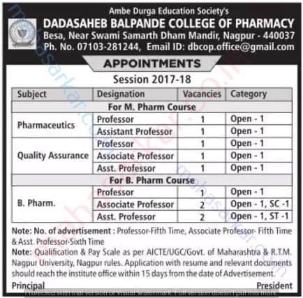 DSBCP Recruitment 2017