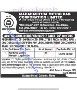 NMRCL General Manager Recruitment 2017
