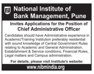 NIBM Chief Administrative Officer Recruitment 2017