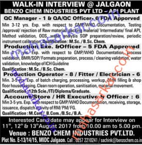Benzo Chem Recruitment 2017