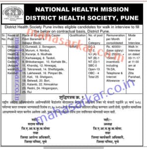 NHM Pune Medical Officer Recruitment 2017