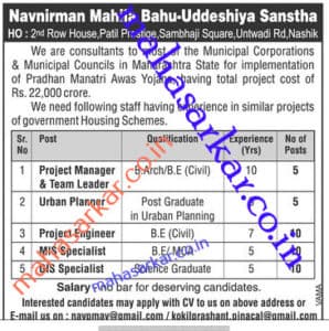 Navnirman Mahila Bahu Uddeshiya Sanstha Recruitment 2017