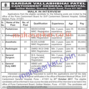 SVP Cantonment General Hospital Recruitment 2017