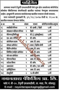 Nayantara Packaging Solapur Recruitment 2017
