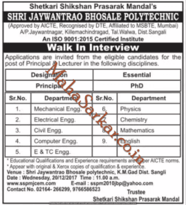 Shree Jaywantrao Bhosale Polytechnic Recruitment 2017