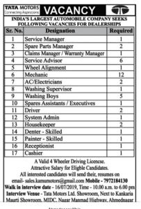 Tata Motors Ltd, Ahmednagar Vacancy 2019- 43 Posts
