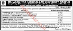MAHA National Law University Recruitment 2018