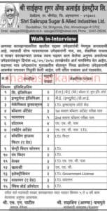 Shree Saikrupa Sugar Recruitment 2018