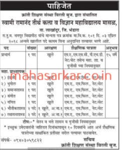 Swami Ramanand Teerth College Recruitment 2018