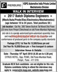 KSPG Pune Recruitment 2018