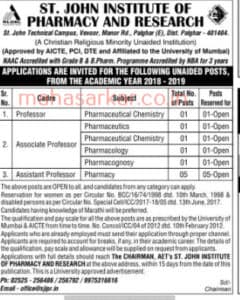 SJIPR Palghar Recruitment 2018
