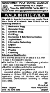Govt. Polytechnic Jalgaon Recruitment 2018