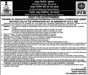 Ordnance Factory Bhusawal Recruitment 2018