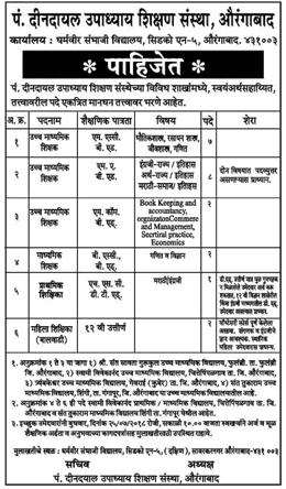 Pandit Dindayal Education Aurangabad Recruitment 2018