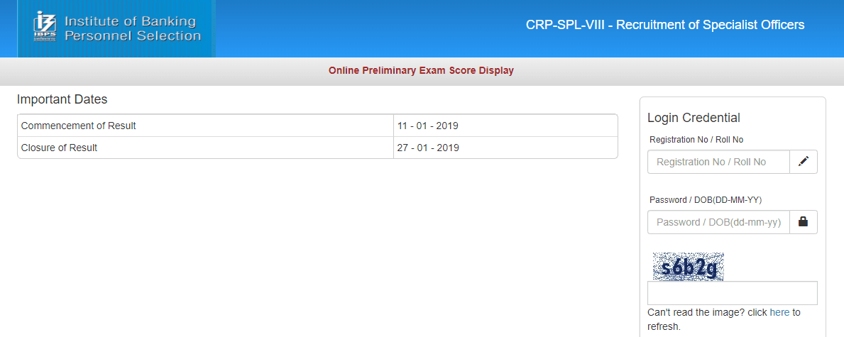 IBPS Specialist Officer (SO) Preliminary 2022 Result Check