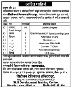 Citizen Technical Institute Jalgaon Recruitment 2019 For 40 Posts