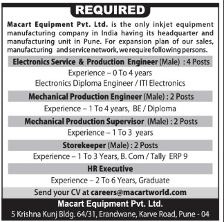Macart Equioment Pvt Ltd Recruitment 2017