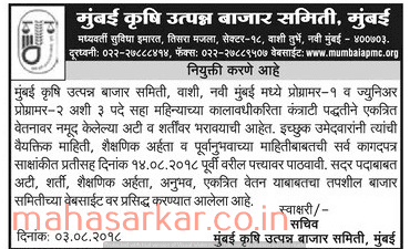 Mumbai Agriculture Produce Market Committee Recruitment 2018