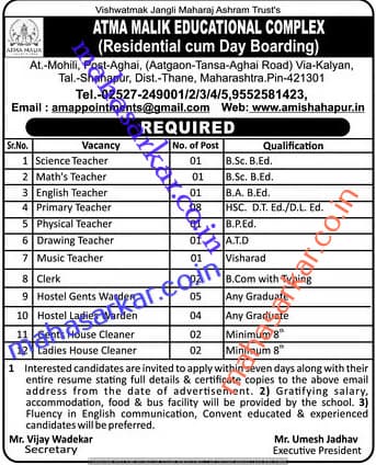 Atma Malik Educational Complex Recruitment 2017