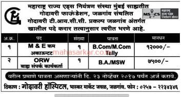 MAHASACS’s Godavari Foundation Recruitment 2017