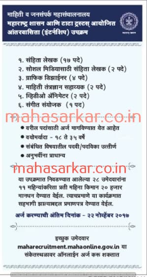Maha Govt Tata Trusts Recruitment 2017