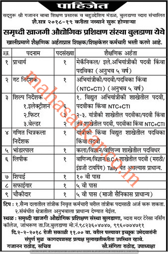 Buldhana ITI Recruitment 2018