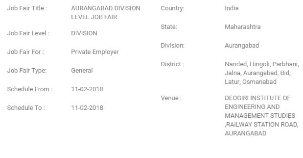 Aurangabad Division Job Fairs 2018