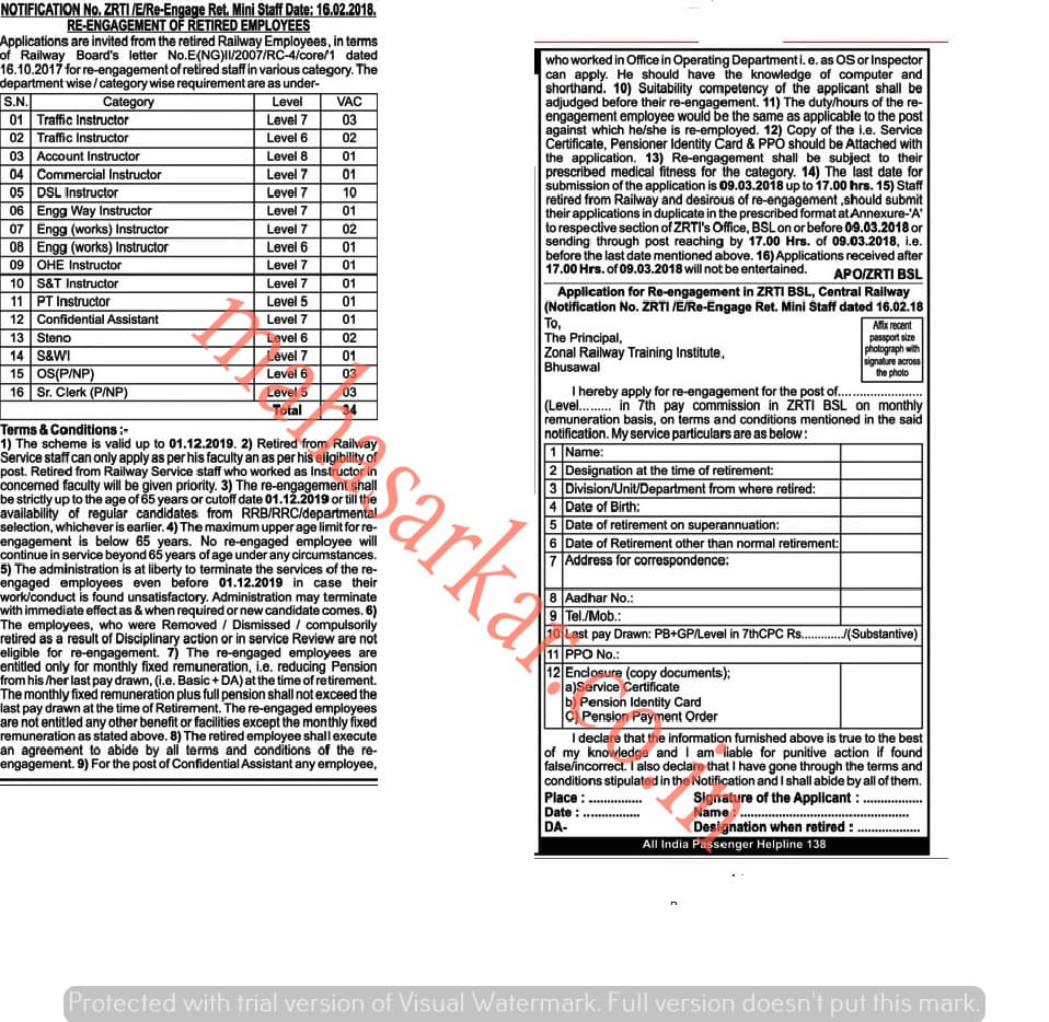 Central Railway Bhusawal Mini Stuff Re-engagement 2018 #34 Posts