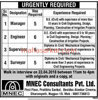 MAHA MNEC Recruitment 2018