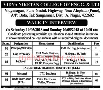 Vidya Niketan Global Recruitment 2018