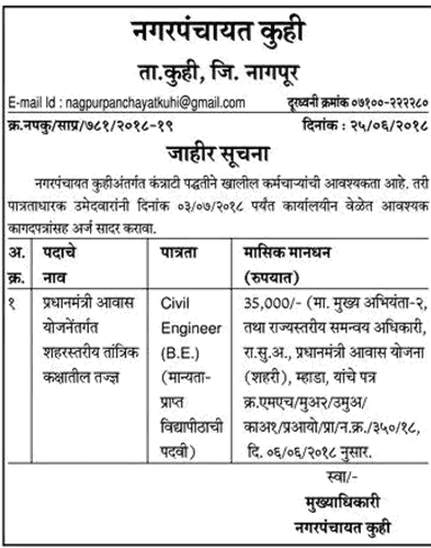 नगरपंचायत कुही, जिल्हा नागपूर भरती २०२४.